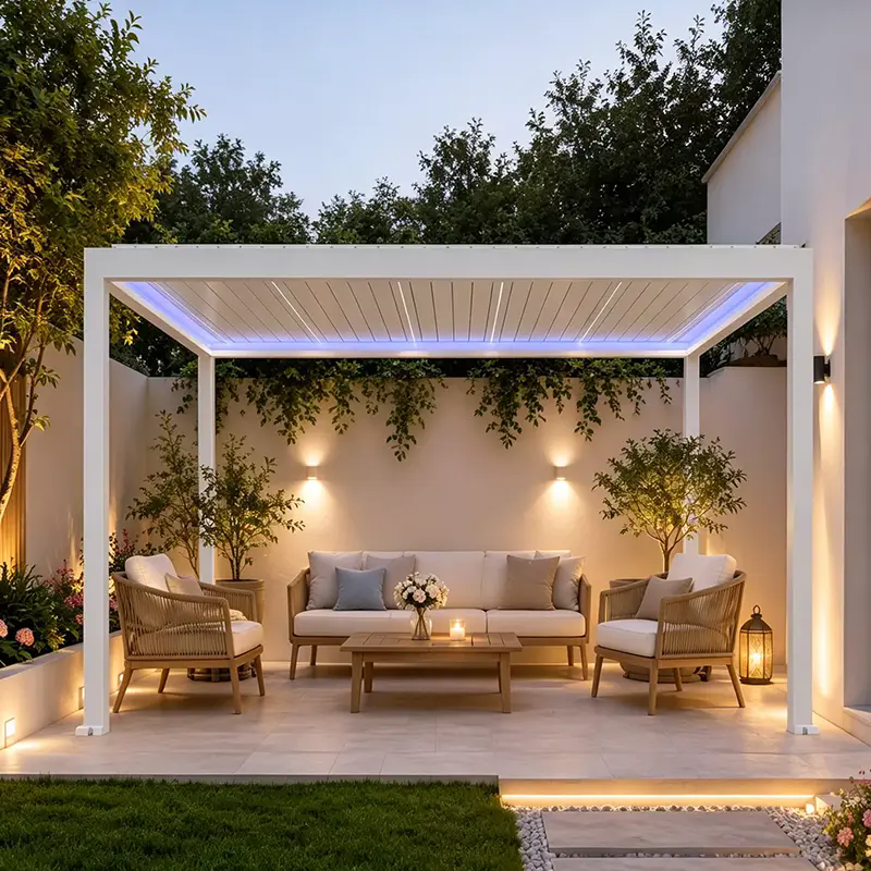 Motorized Retractable Louvered Pergola